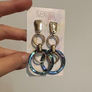 Gold and Blue Hoop Earrings